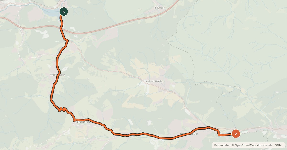 Kartenübersicht der Radroute Verbindung Liesingbachradweg zum Wienerwaldsee