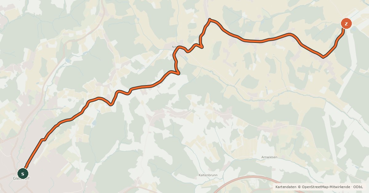 Kartenübersicht der Radroute Verbindungsradweg