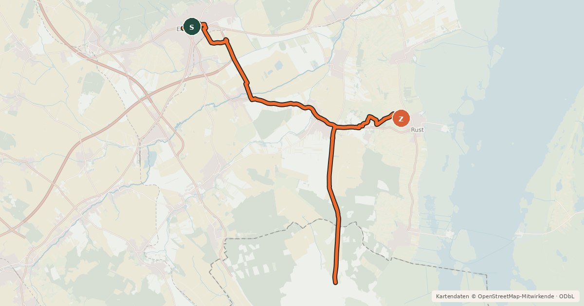 Kartenübersicht der Radroute Verbindungsradweg Eisenstadt - Sopron