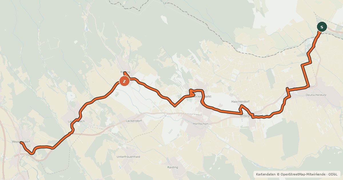 Kartenübersicht der Radroute Verbindungsradweg (R1-B10)