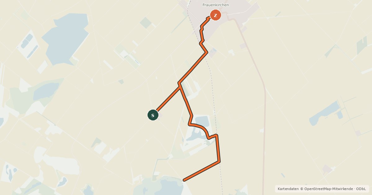 Kartenübersicht der Radroute Verbindungsradweg St. Martins Therme (B28)