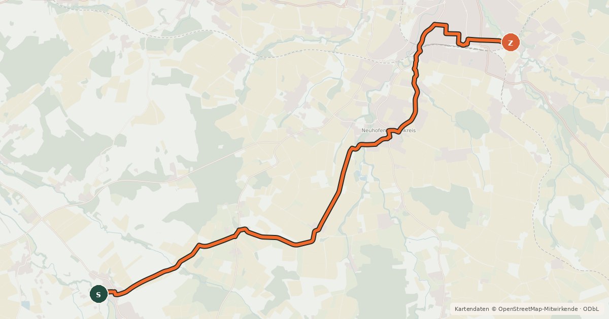 Kartenübersicht der Radroute Verbindungsweg Römerweg - Antiesenweg