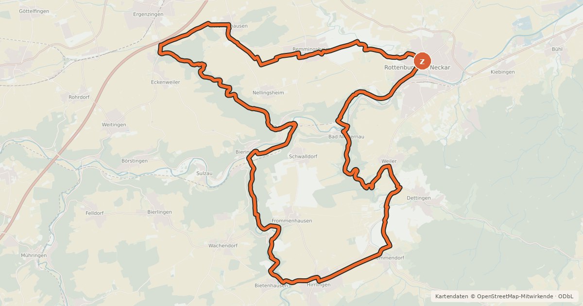 Kartenübersicht der Radroute Vesper-Tour