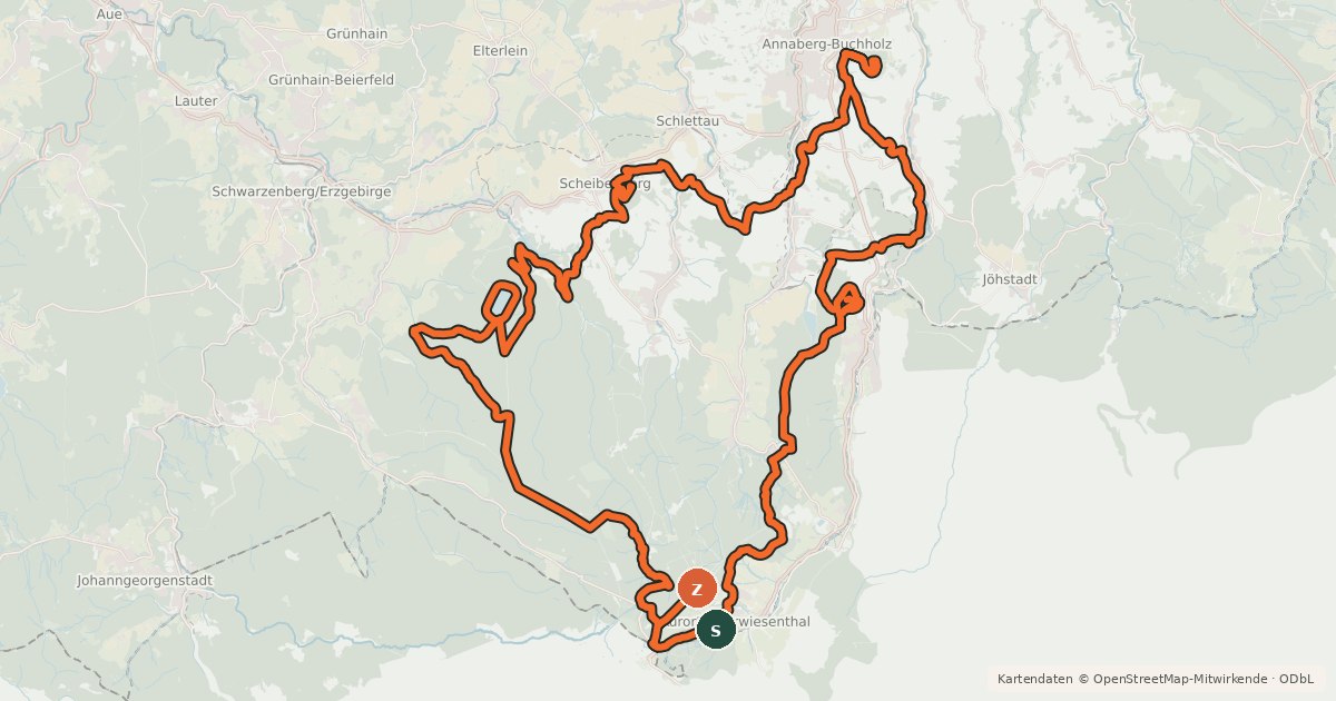 Kartenübersicht der Radroute Vier Hübel Tour