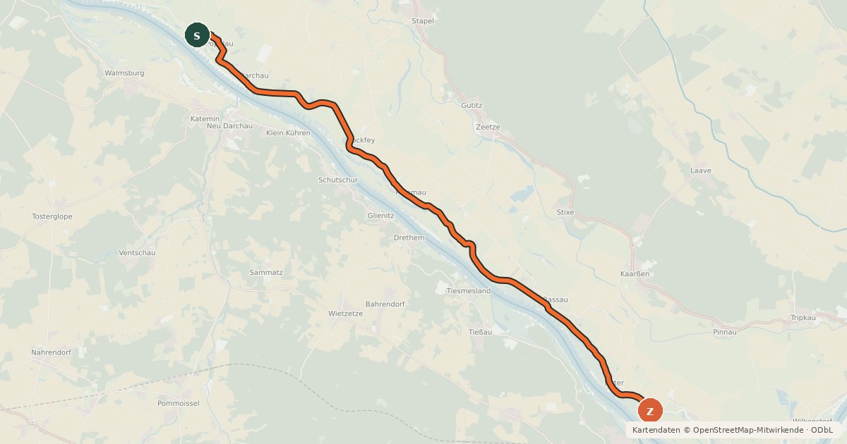 Kartenübersicht der Radroute Vier-Länder-Grenzradweg