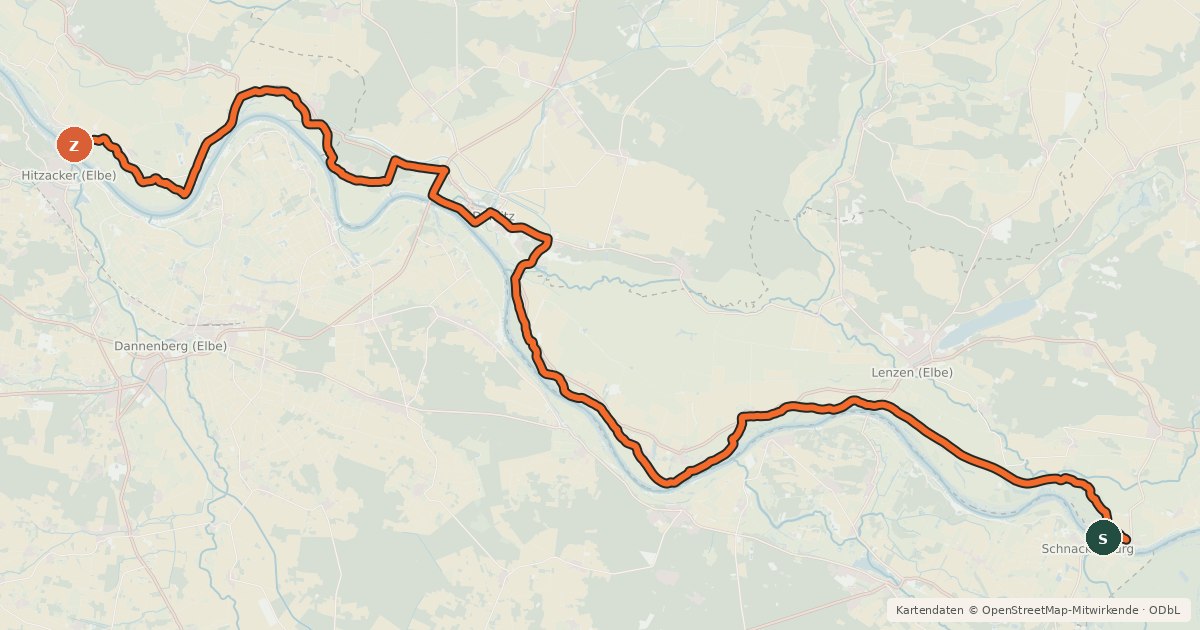 Kartenübersicht der Radroute Vier-Länder-Grenzradweg