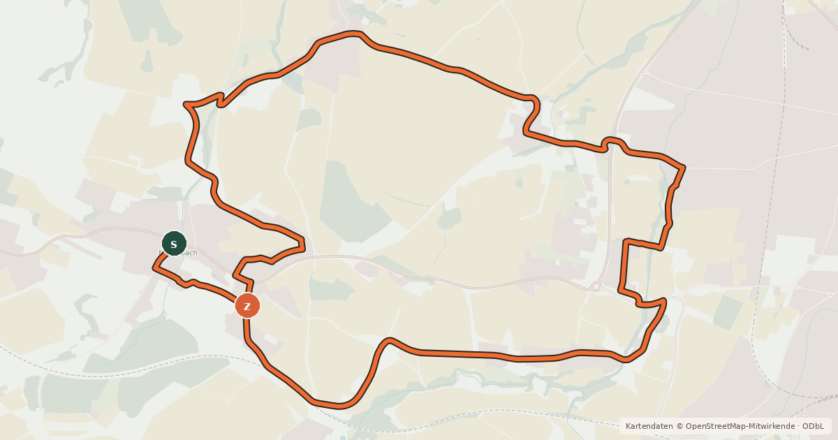 Kartenübersicht der Radroute Vierziger-Tour
