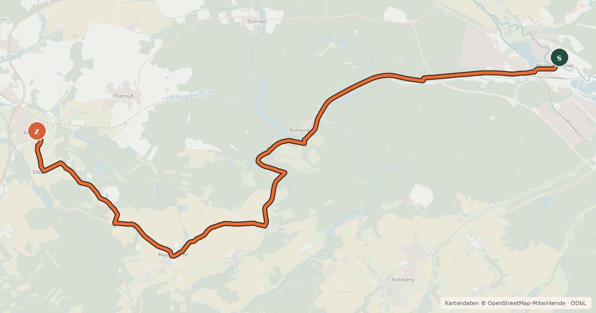 Kartenübersicht der Radroute Vils-Haidenaab-Radweg