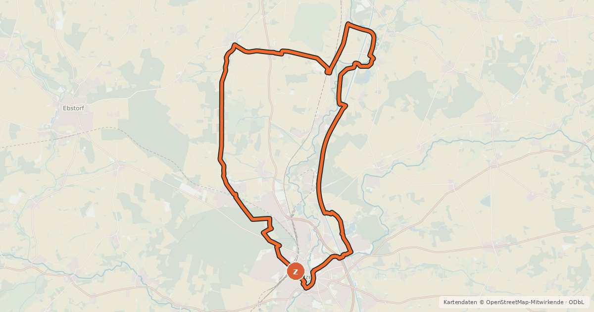 Kartenübersicht der Radroute Vitalheidetour Nord