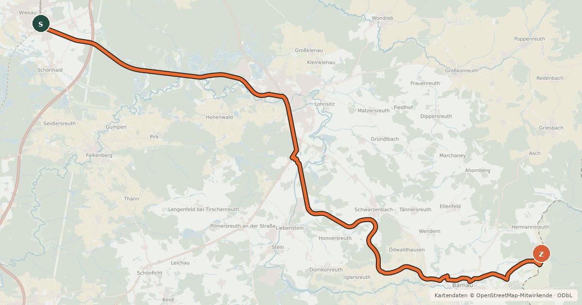 Kartenübersicht der Radroute Vizinalbahnradweg