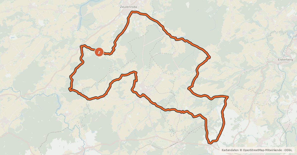 Kartenübersicht der Radroute Vogtland-Ferienland-Route