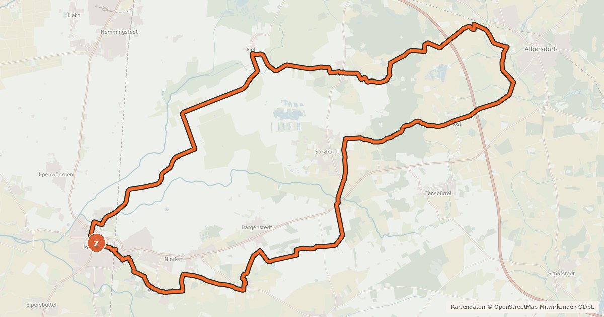 Kartenübersicht der Radroute Vom Moor in die Geest