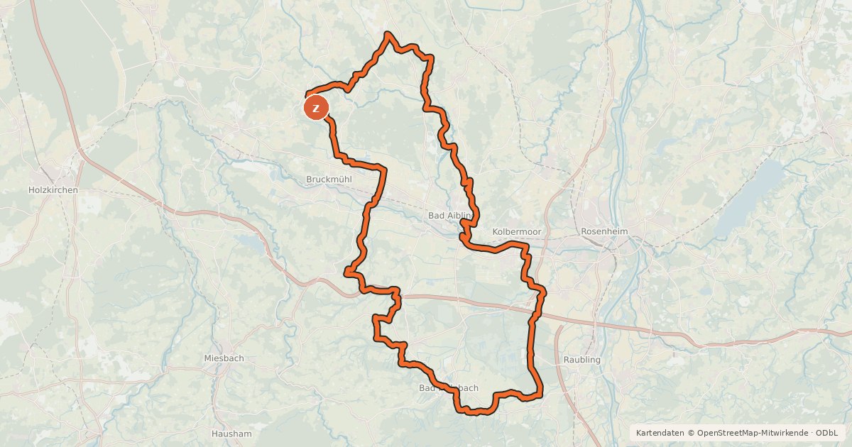 Kartenübersicht der Radroute Von Baum zu Baum - Bad Aibling - Rosenheimer Land