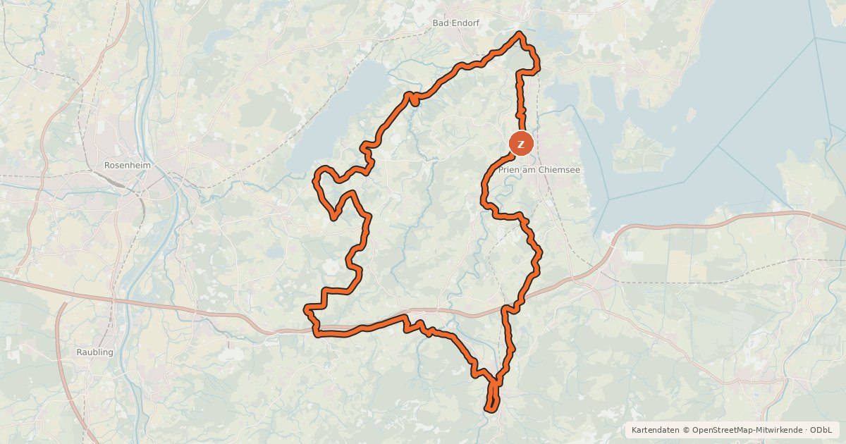 Kartenübersicht der Radroute Von Baum zu Baum - Frasdorf - Rosenheimer Land