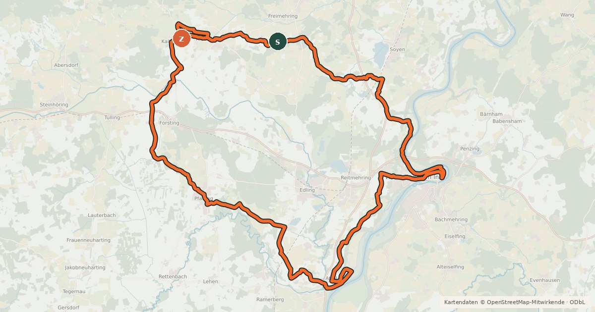 Kartenübersicht der Radroute Von Baum zu Baum - Tour 2 - Rosenheimer Land