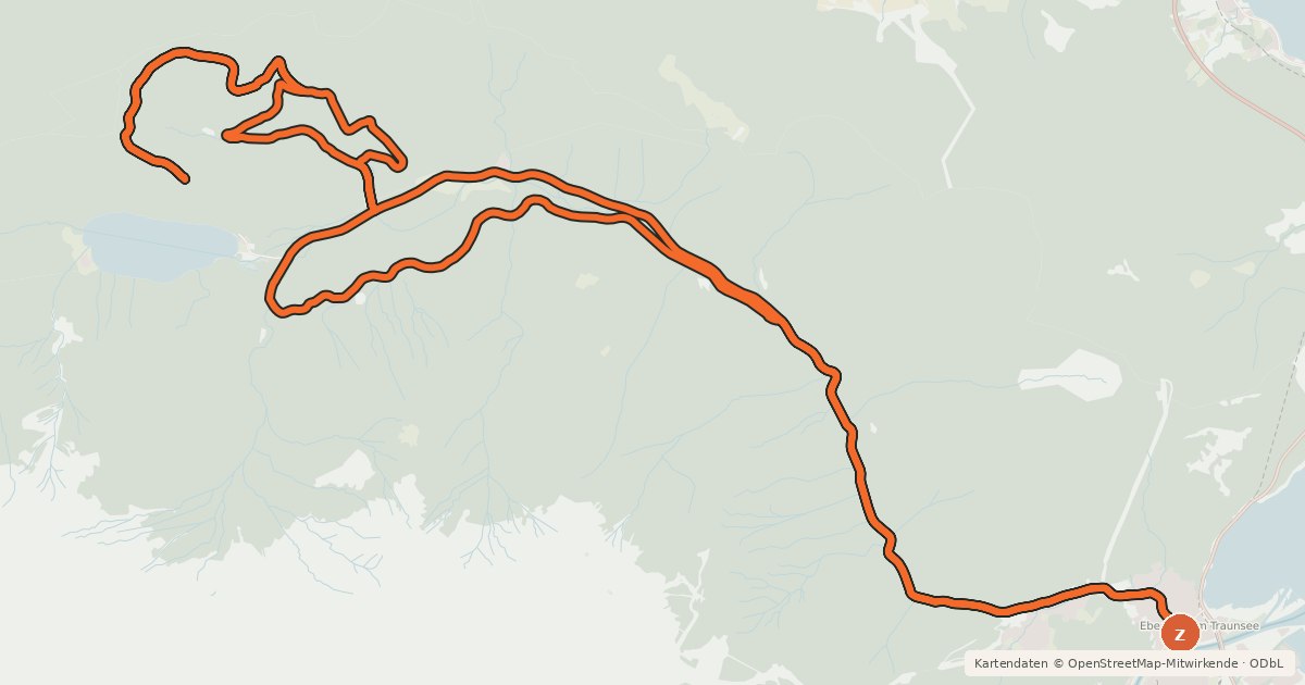 Kartenübersicht der Radroute Von Ebensee zum Vorderen Signalkogel