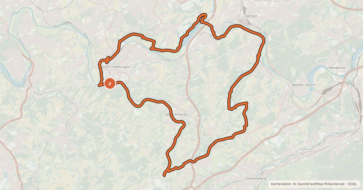 Kartenübersicht der Radroute Von Ruhr zur Ruhr