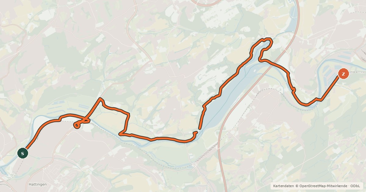 Kartenübersicht der Radroute Von Ruhr zur Ruhr – Das Bergische erfahren