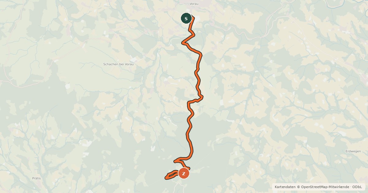 Kartenübersicht der Radroute Vorau – Masenberg MTB Tour
