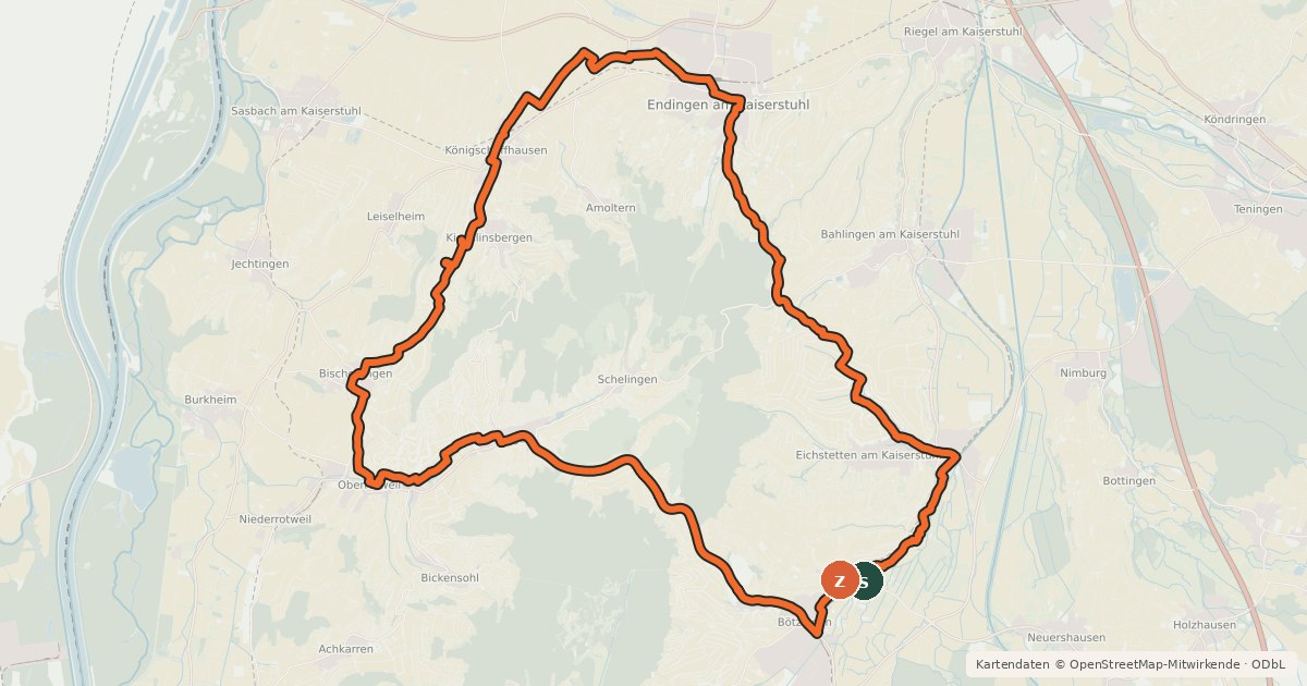 Kartenübersicht der Radroute Vulkan-Tour