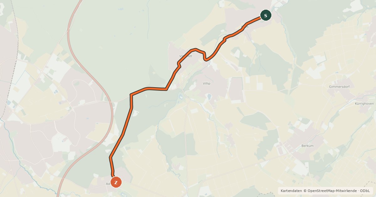 Kartenübersicht der Radroute Wachtberg Randroute R6