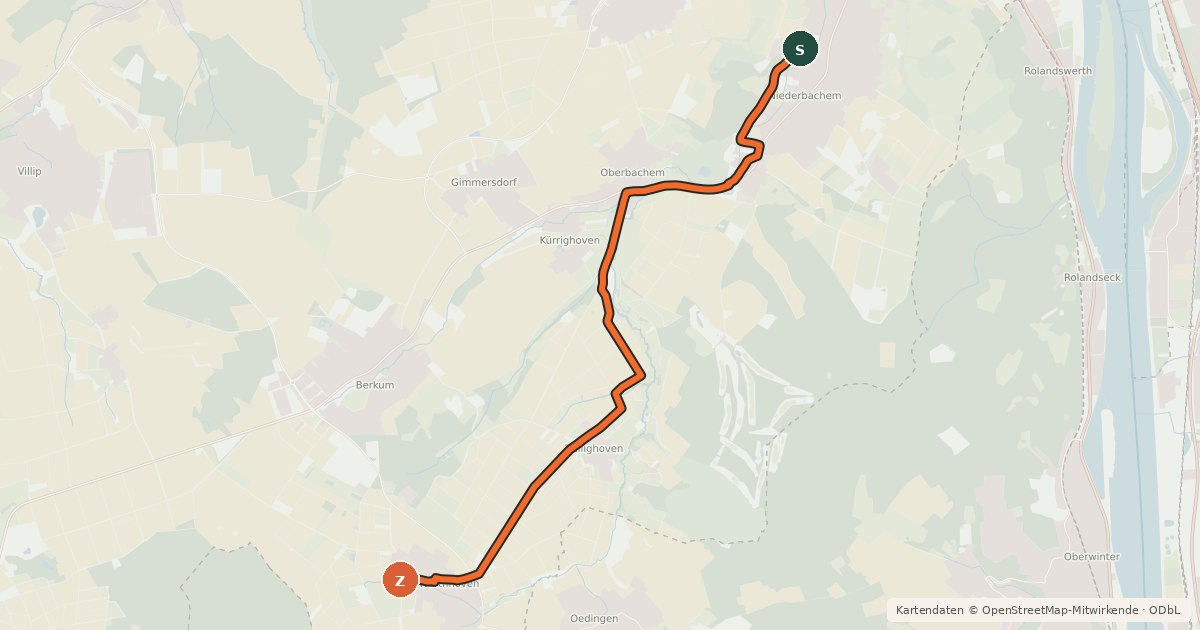 Kartenübersicht der Radroute Wachtberg Randroute R7