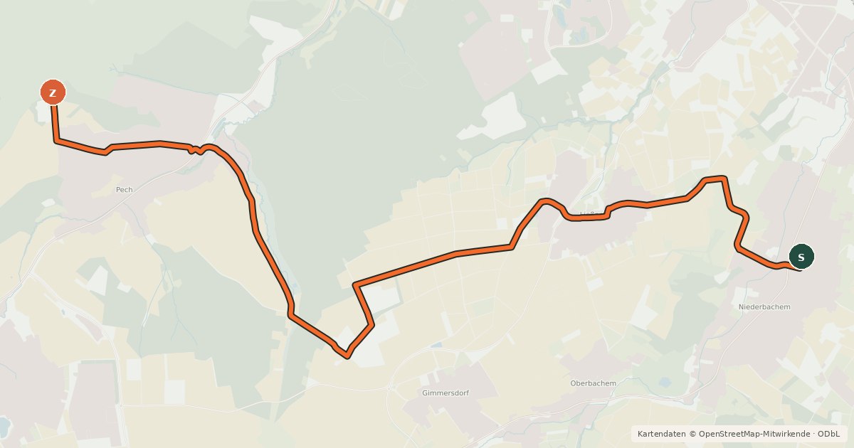 Kartenübersicht der Radroute Wachtberg Randroute R8