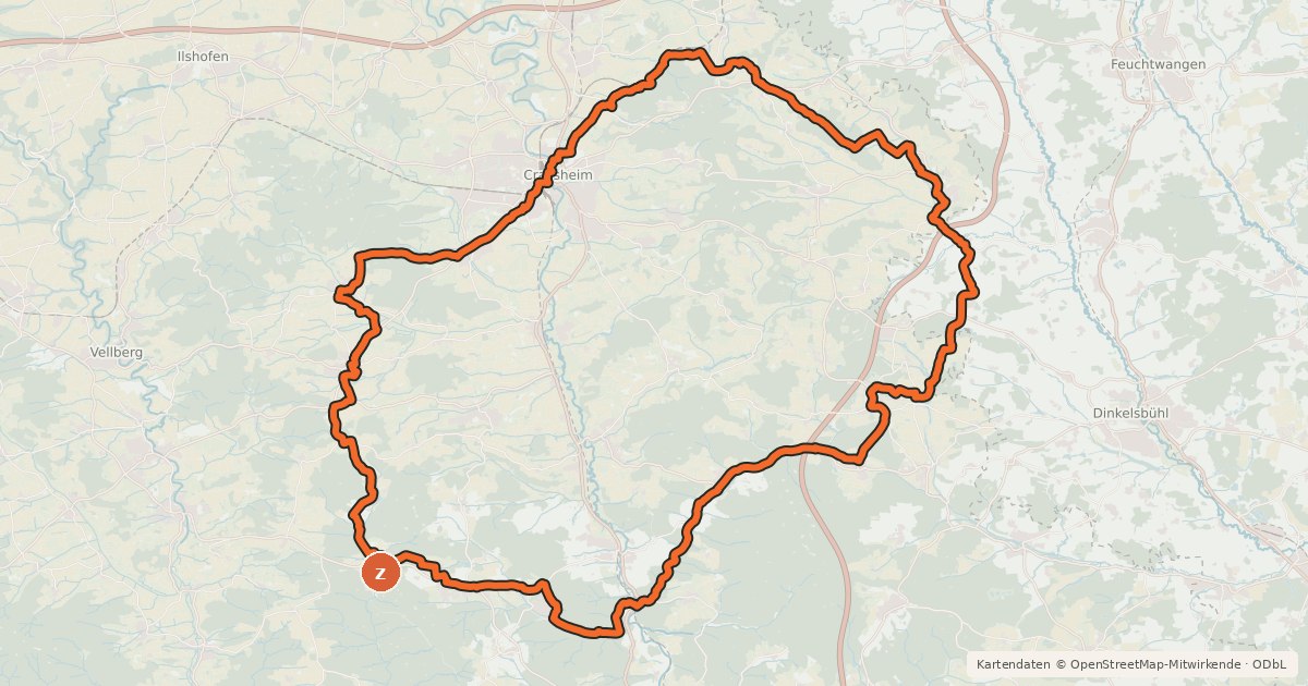 Kartenübersicht der Radroute WälderTour - Ost