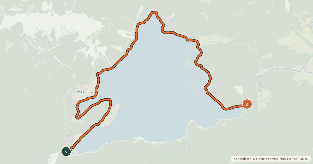 Kartenübersicht der Radroute Walchensee West + Nord + Ost