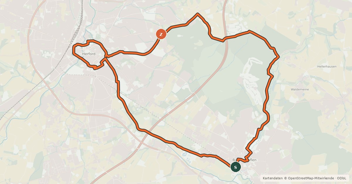 Kartenübersicht der Radroute Wald & Wiesen Route