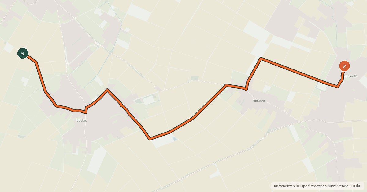 Kartenübersicht der Radroute Waldfeucht (48) - Waldfeucht (49)