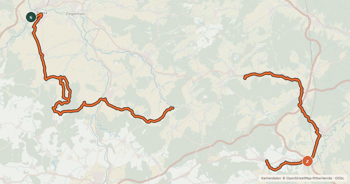 Kartenübersicht der Radroute Waldhessen R11/Schwalm-Fulda-Weg