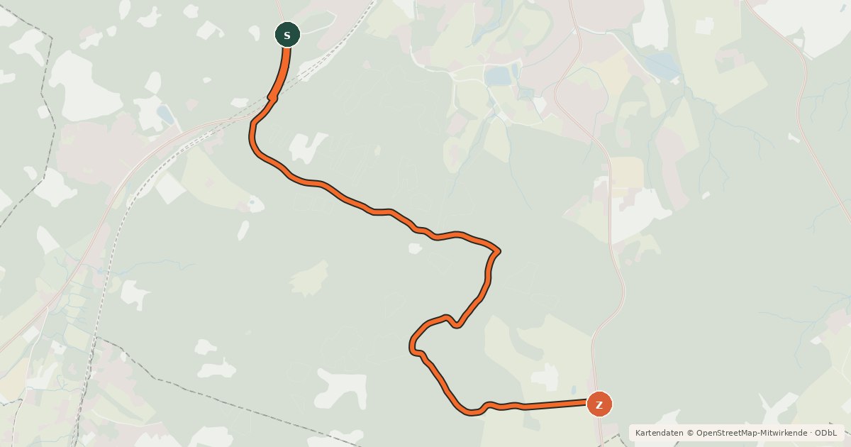 Kartenübersicht der Radroute Waldschenke (13) - Köpfchen (37)
