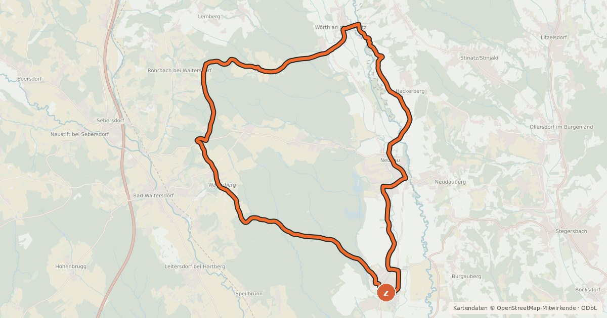Kartenübersicht der Radroute Waldtour