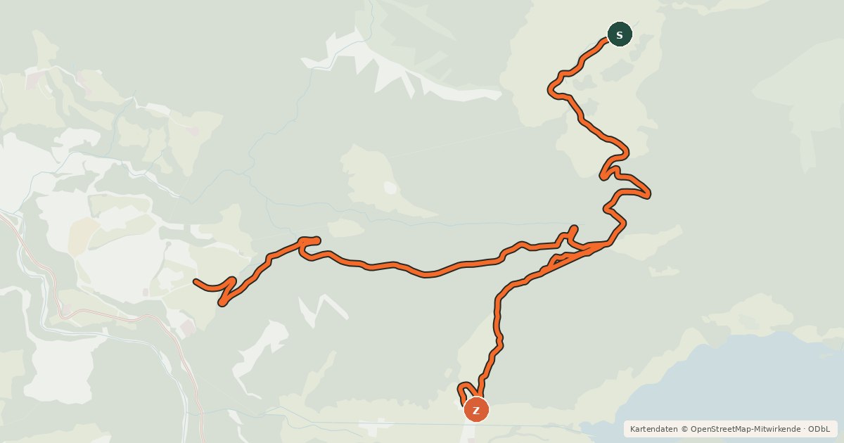 Kartenübersicht der Radroute Walleralm