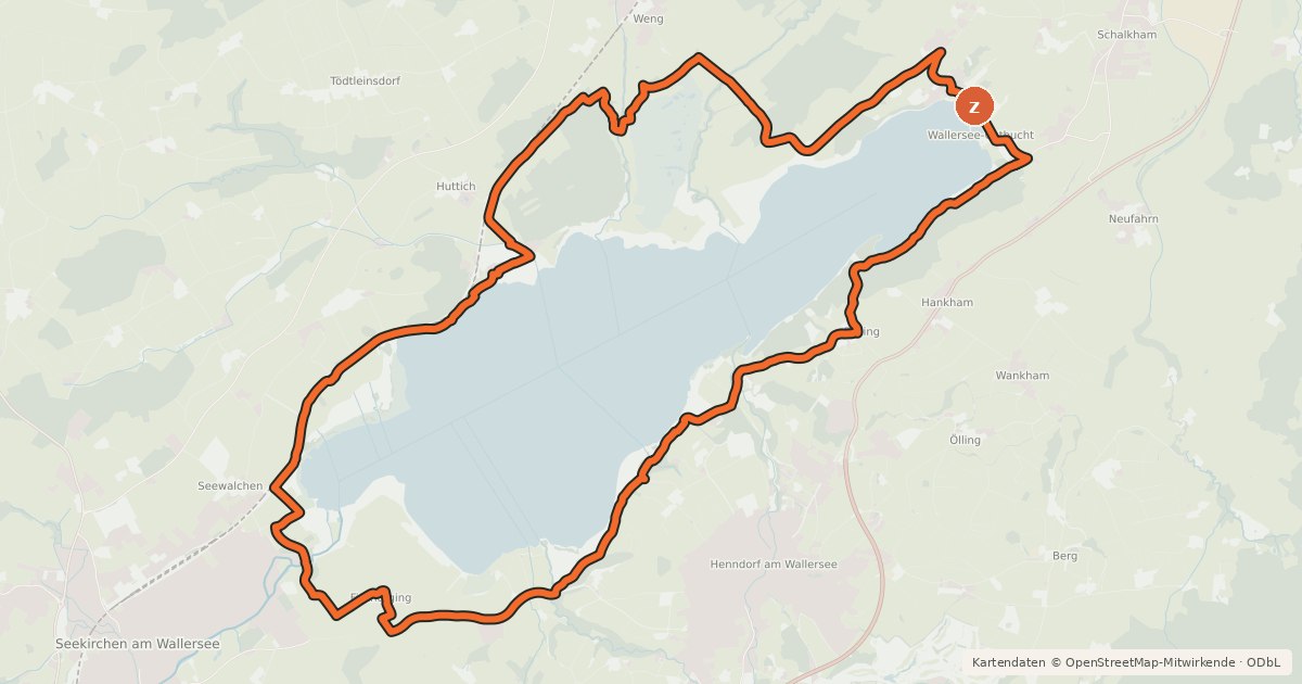 Kartenübersicht der Radroute Wallersee-Runde