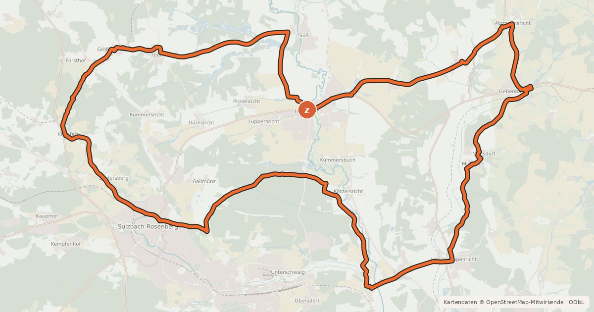 Kartenübersicht der Radroute Wallfahrts - Tour