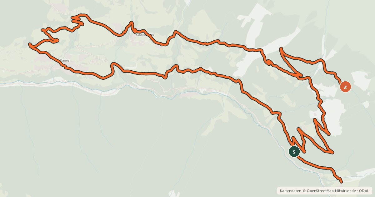 Kartenübersicht der Radroute Wallfahrtsrunde Kaltenbrunn