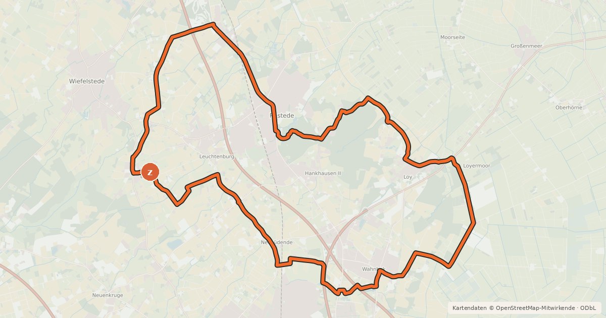 Kartenübersicht der Radroute Wallheckenroute