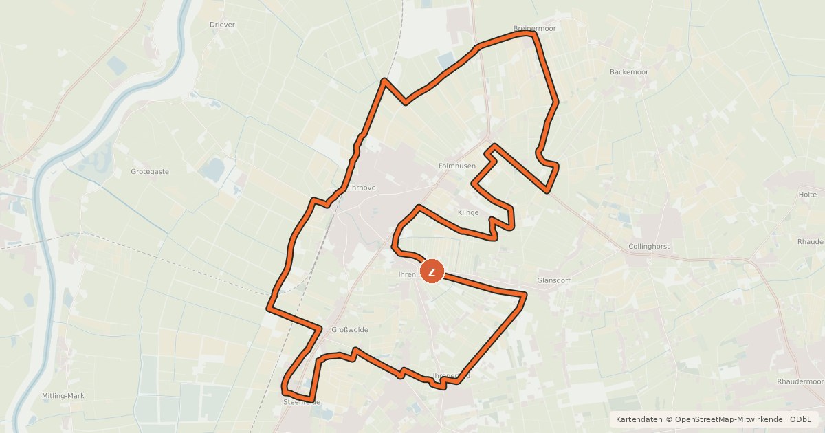 Kartenübersicht der Radroute Wallheckenroute (Westoverledingen)