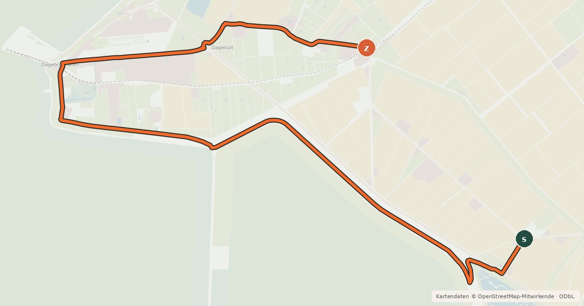 Kartenübersicht der Radroute Warftenroute
