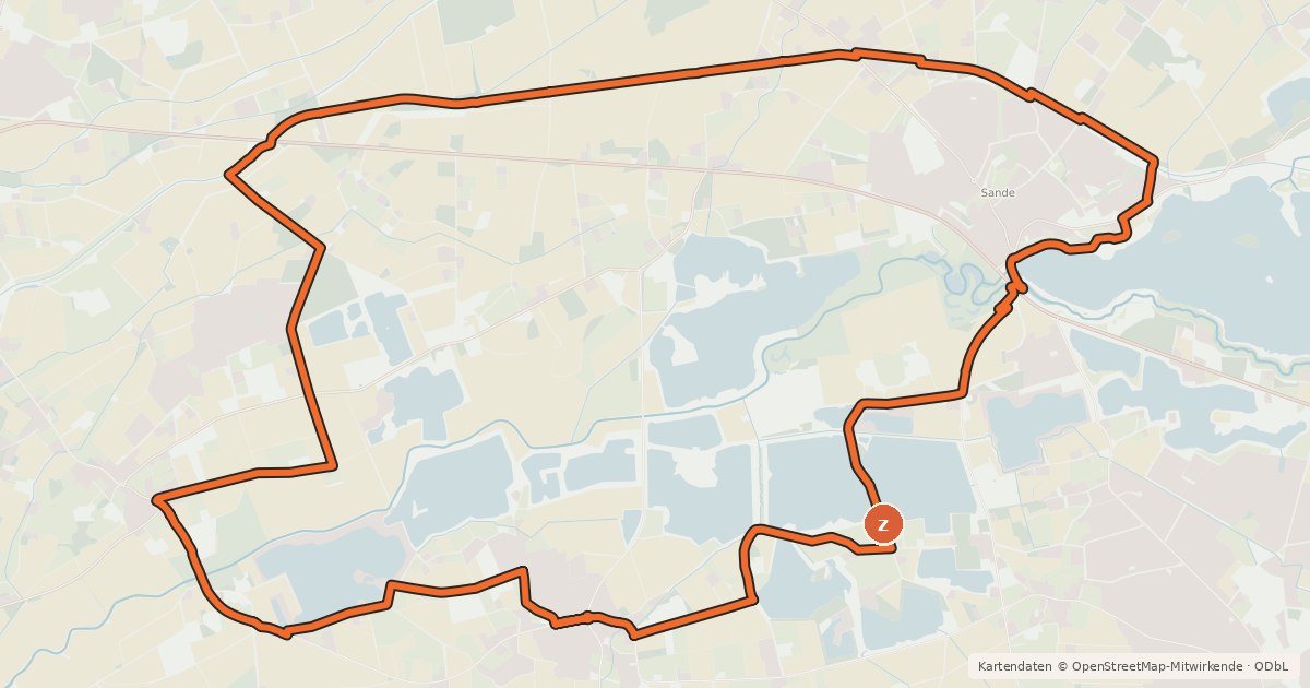 Kartenübersicht der Radroute Wasser Route Boker Heide