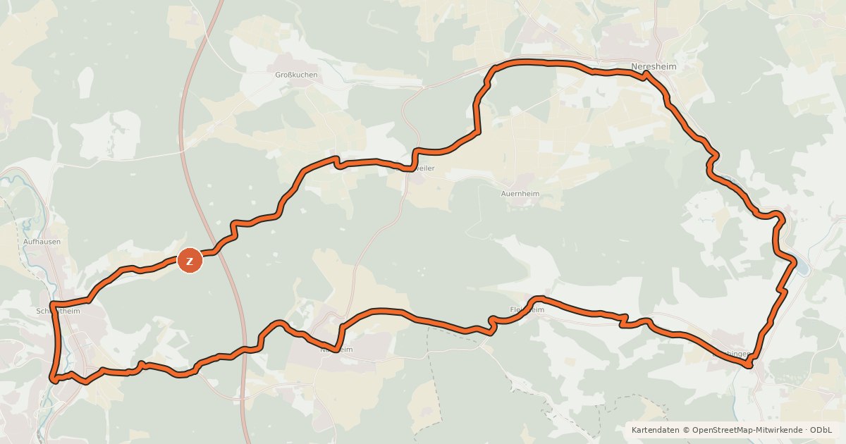 Kartenübersicht der Radroute Wasser & Stein Tour