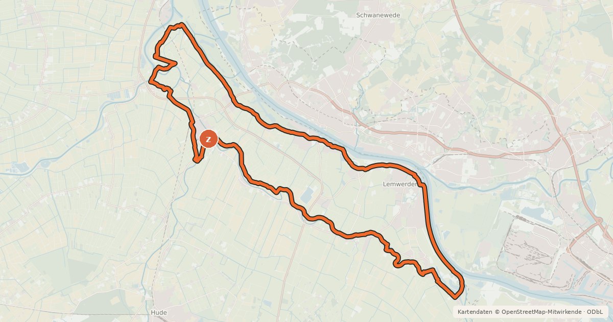Kartenübersicht der Radroute Wasser und Weite