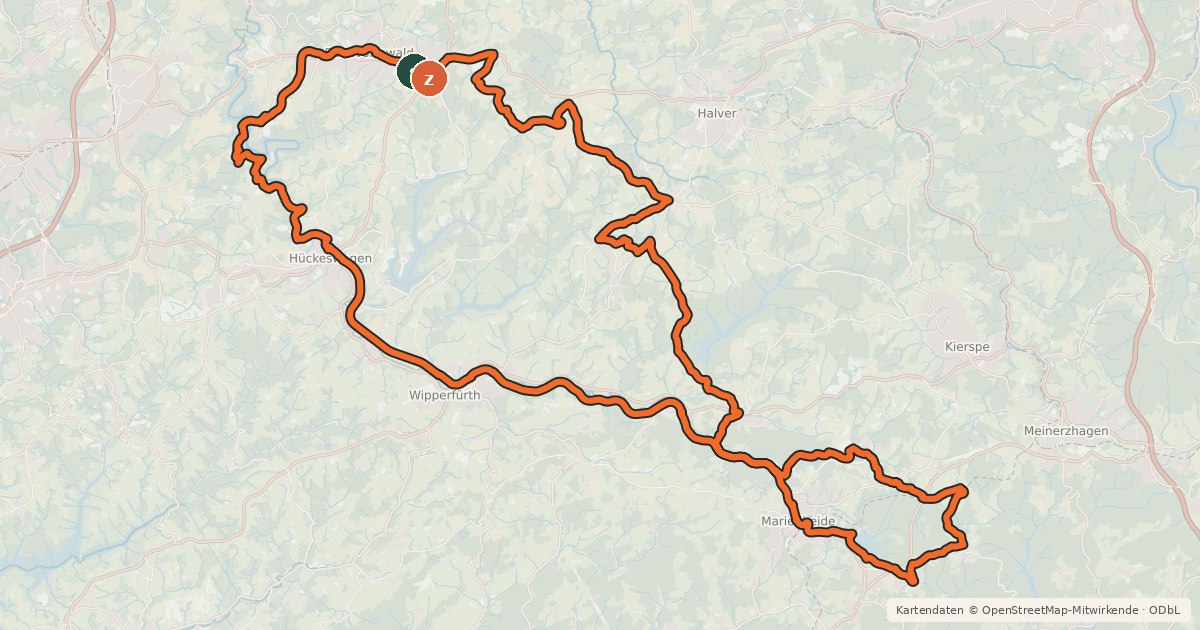 Kartenübersicht der Radroute Wasserquintett (Radweg)