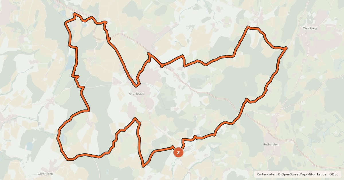 Kartenübersicht der Radroute Wasserroute 10 Grünkraut