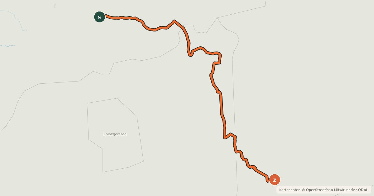 Kartenübersicht der Radroute Waters of Central Europa Route – [HU]_2 – (Vasvár - Keszthely)