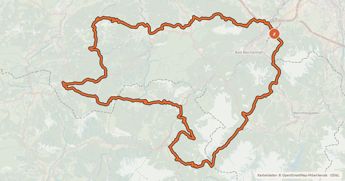 Kartenübersicht der Radroute Watzmann-Hochkönig Nord-Runde