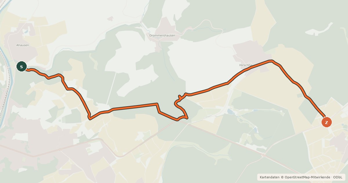 Kartenübersicht der Radroute Weilburg - Philippstein