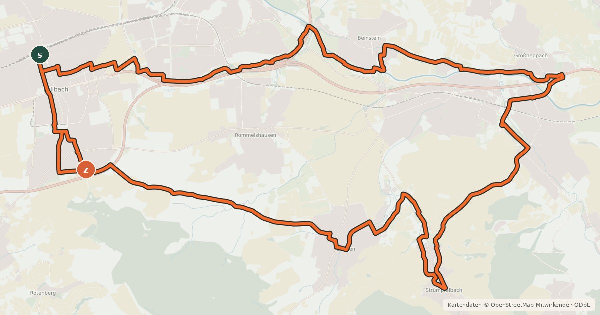 Kartenübersicht der Radroute Wein- und Kelterroute